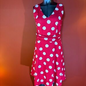 Boden Fuschia Polka Dot Linen Blend Dress